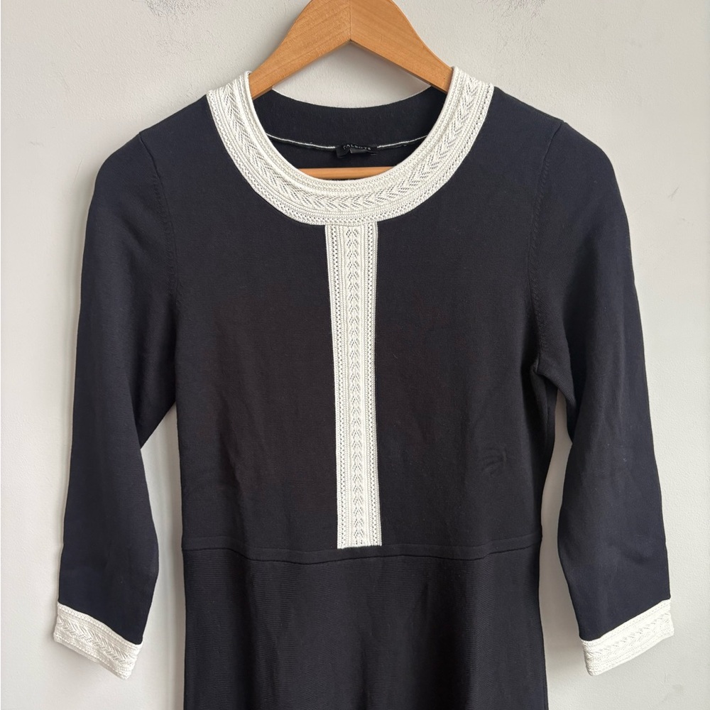Talbots Black Fit & Flare Dress with Ivory Trim – Women’s Size Small - Picture 5 of 10